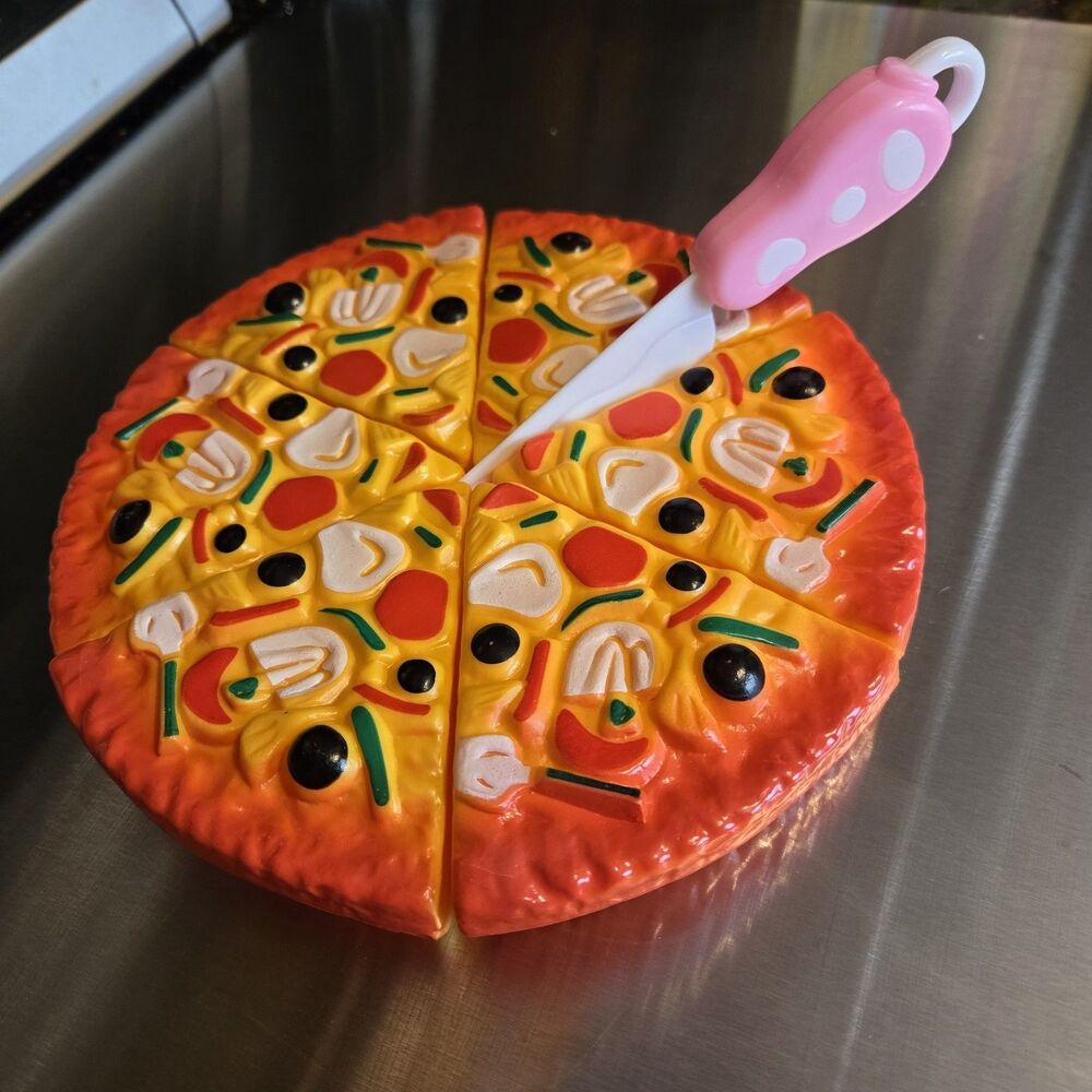 Pretend Kitchen Cut And Play Pizza Food With Play Knife.